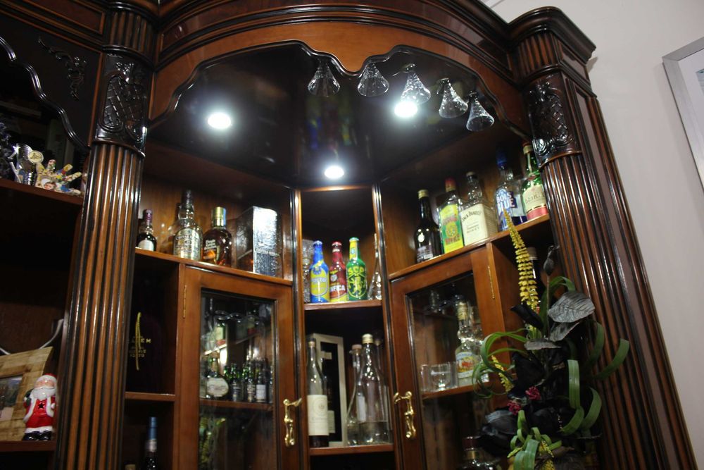 conjunto móveis sala madeira cerejeira