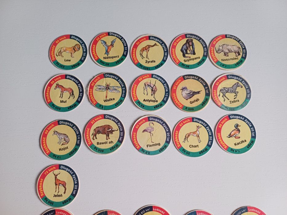 Żetony star foods zwierzęta państwa flagi tazo