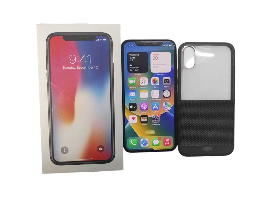 Smartfon IPHONE X 64GB PUDEŁKO kondycja 74% 4G (LTE) szary