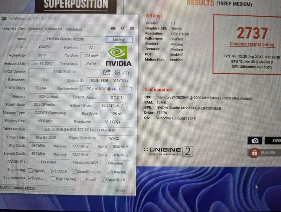 Dell Precision 7520 FHD IPS/i7-7820hq/m2200 4gb/16gb/256gb m2/win