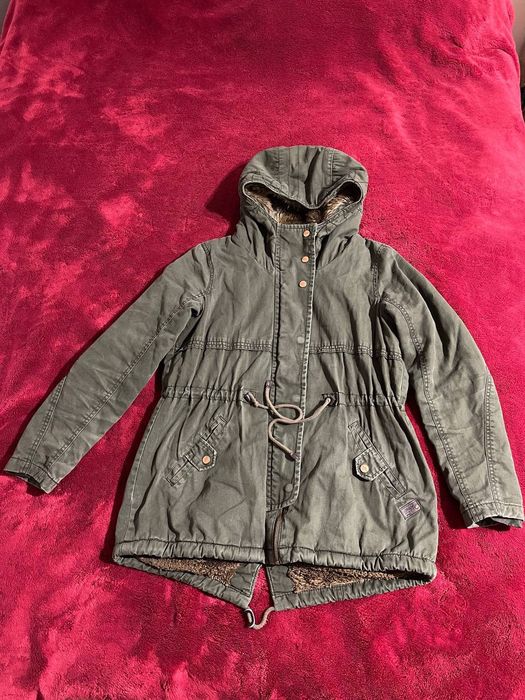 Parka damska ONLY, rozmiar M, khaki (Olive Green), ocieplana futerkiem