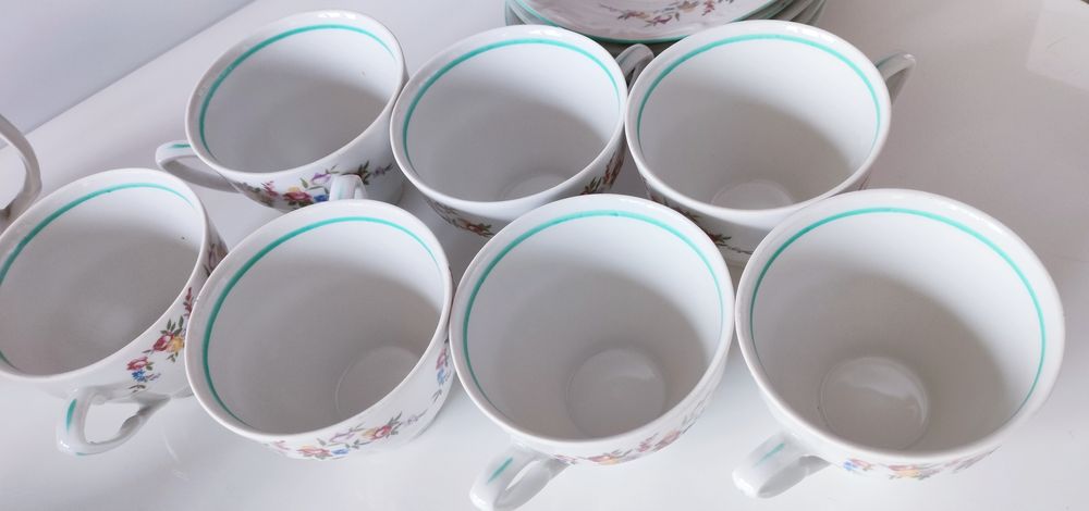 Porcelana Bogucice zestaw do herbaty filiżanki dzbanek cukiernica kawy