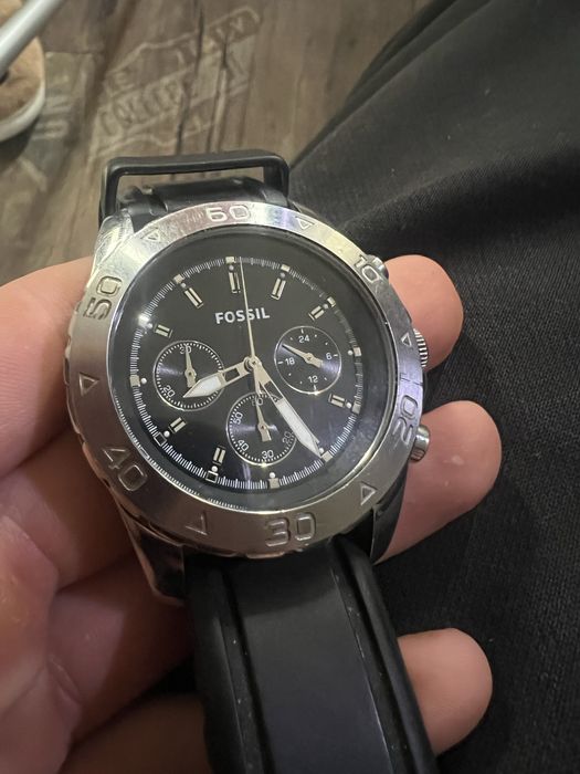 Zegarek Fossil Stalowy z gumowym paskiem