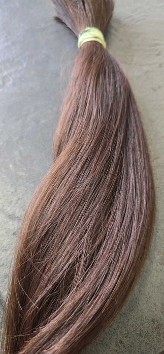 Włosy naturalne 42 cm  w kitce ciemny brąz waga 92 gram