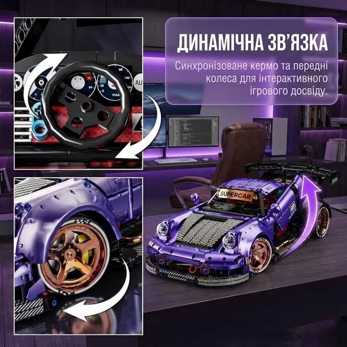 Конструктор KBOX 10544 Porsche 964 Cпорткар. 4190 деталей. Масштаб 1:8. Підтримує встановлення радіокерування