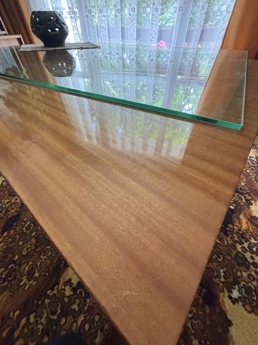 Rozkładany stary stół z zakładaną szybą. PRL