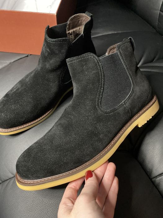 Чоловічі черевики лофери високі замшеві чорні