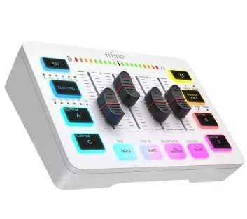 Misturador Áudio Branco FIFINE SC3 para Gaming podcast RGB XLR (Novo)