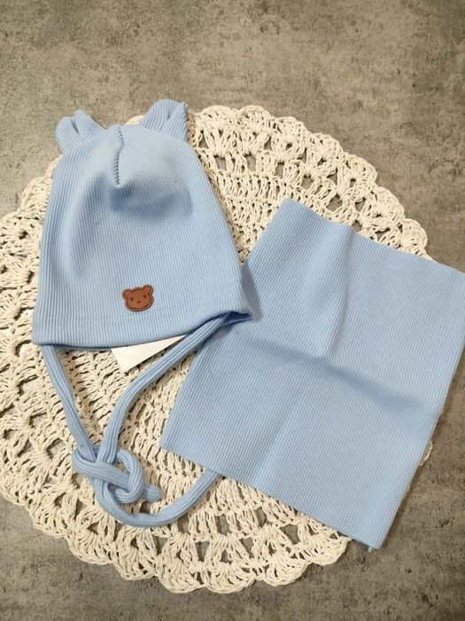 Komplet niemowlęcy czapka komin 0-12