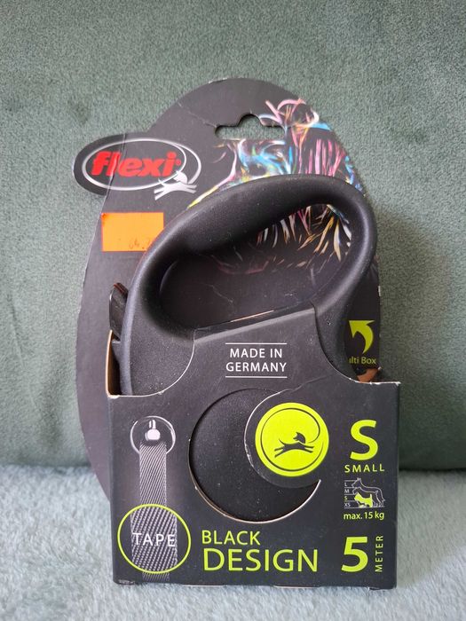 Smycz Flexi Black Design S taśma 5m 15kg biała nowa