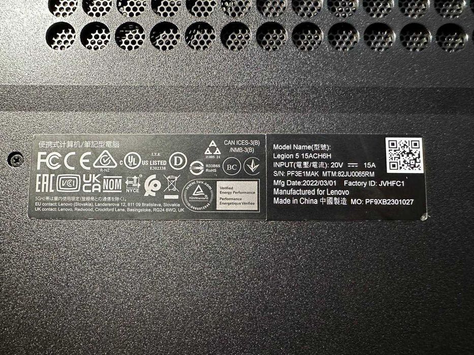 Lenovo legion 5 15ACH6H/RTX 3060/Ryzen 5 5560 H/RAM 16G/SSD 512GB