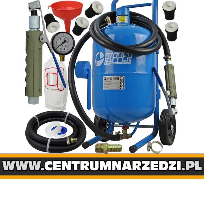RIPPER Mobilna Piaskarka Syfonowa Warsztatowa 19l + Maska Manometr Dysze Zestaw M80590R