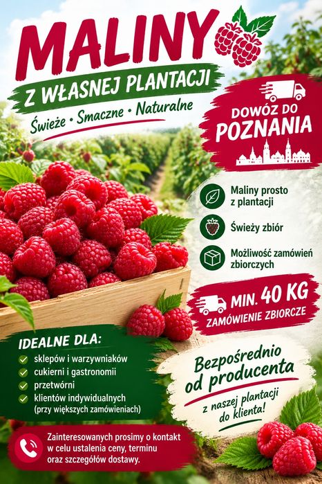 Sprzedam świeże owoce Malin