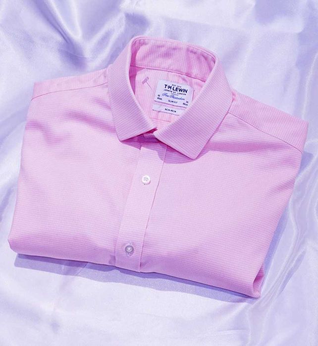 MT Lewin  koszula L 41 Slim Non-iron różowa houndstooth bugatti kenzo