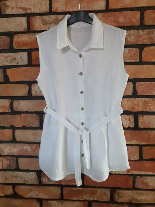 Lniana bluzka z baskinką 38-40/M-L