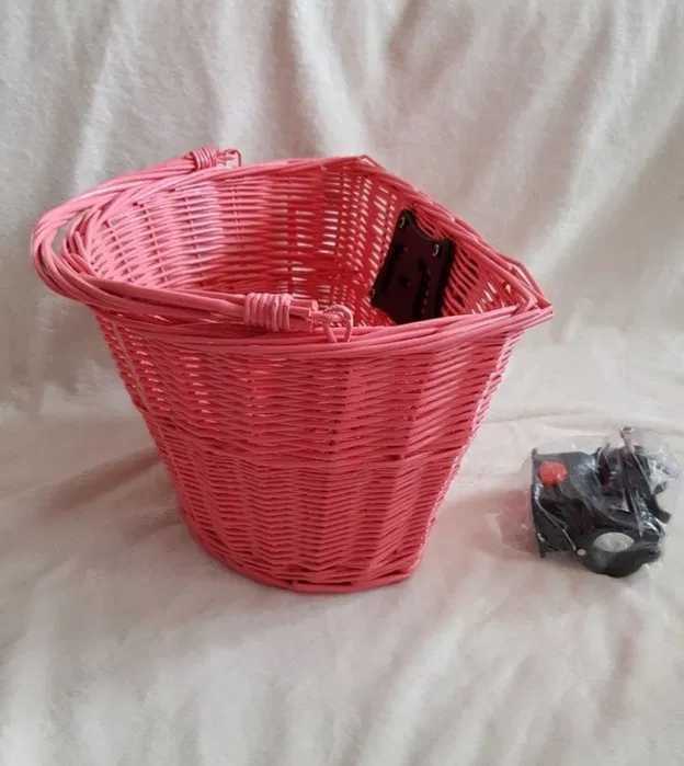 Kosz rowerowy wiklinowy różowy koszyk rower klik click przedni przód