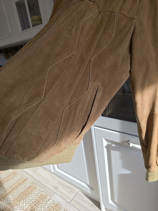 Kurtka ze skóry naturalnej zamsz XL męska bomber pilotka brązowa