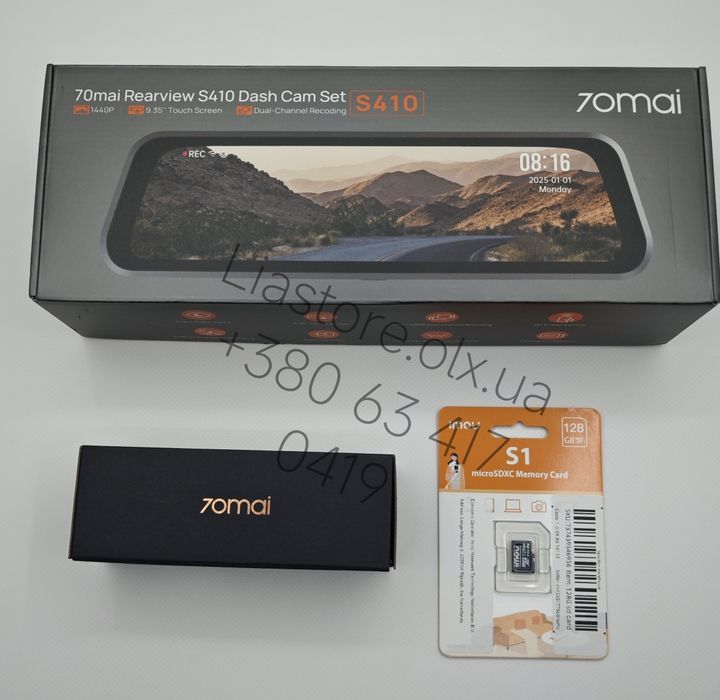 Відеореєстратор камера заднього ходу 70mai Rearview Dash Cam S410