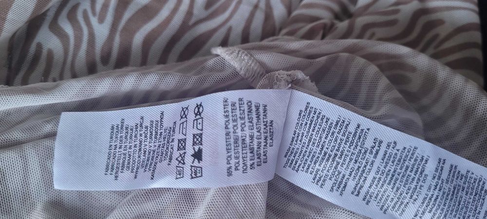 Beżowo białe body cienkie rozciągliwe Primark, roz 38-40