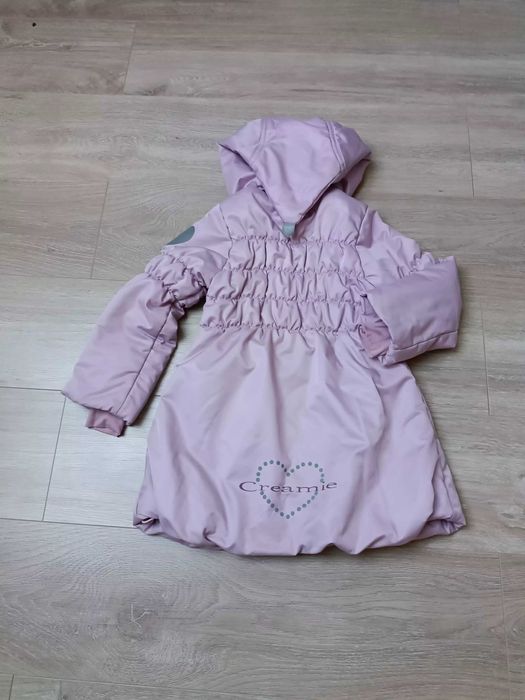 Płaszczyk przejściowy ocieplany suwak kieszenie kaptur 'Creamie' 104