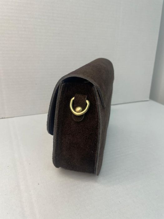 Skórzana torebka skóra włoska naturalna zamsz czekoladowa brązowa nowa