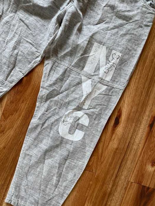 Len bawelna szare spodnie proste na gumce xxl 42 44 +size