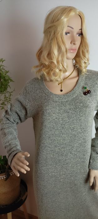 Jasnoszara sukienka ICHI comfort chic skandynawska elegancja