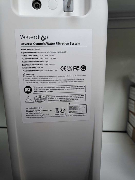Centrala z filtrami System Odwrócona osmoza Waterdrop G3 Filtr OPIS