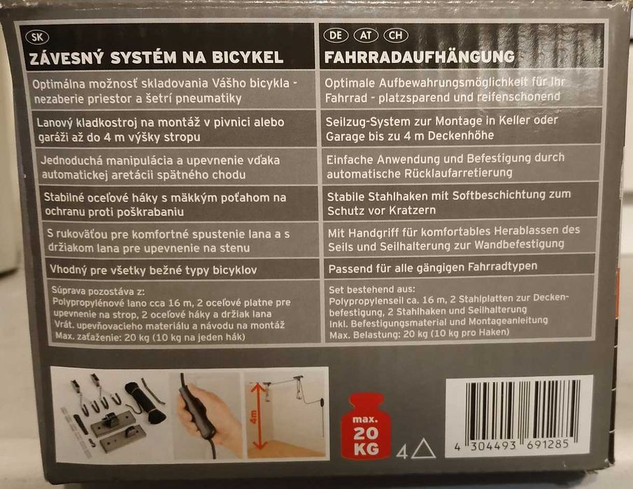 Wieszak rowerowy podsufitowy Nowy