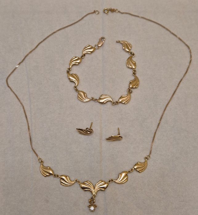 Komplet Bransoletka kolczyki łańcszek