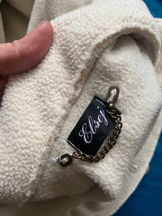 Elsej lekki krem ecru plaszcz ala kozuszek polar s m 36 38