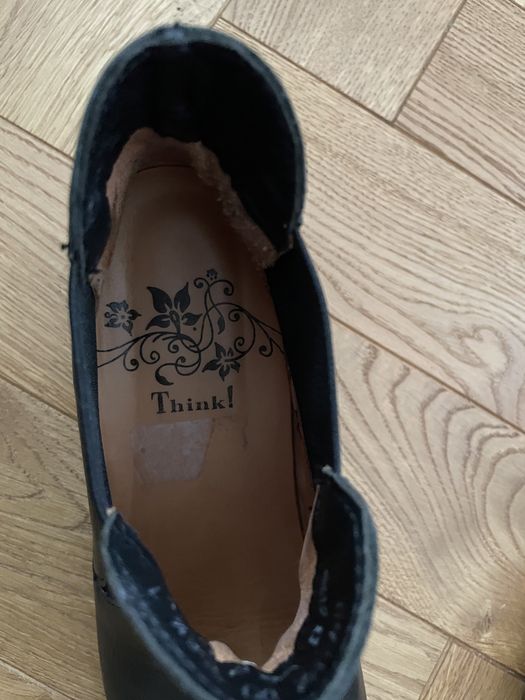 Botki Think! r.38,5/39 skóra naturalna designerski obcas