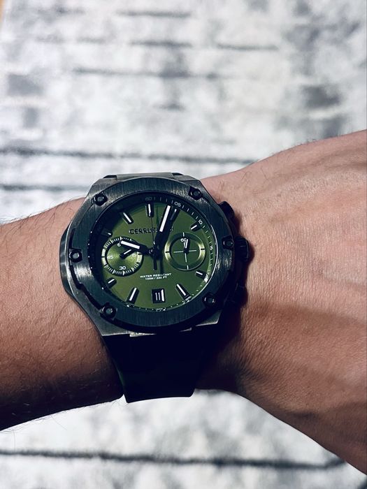 Cerruti 1881  Men Silicone Band Watch, 40mm Camo Green