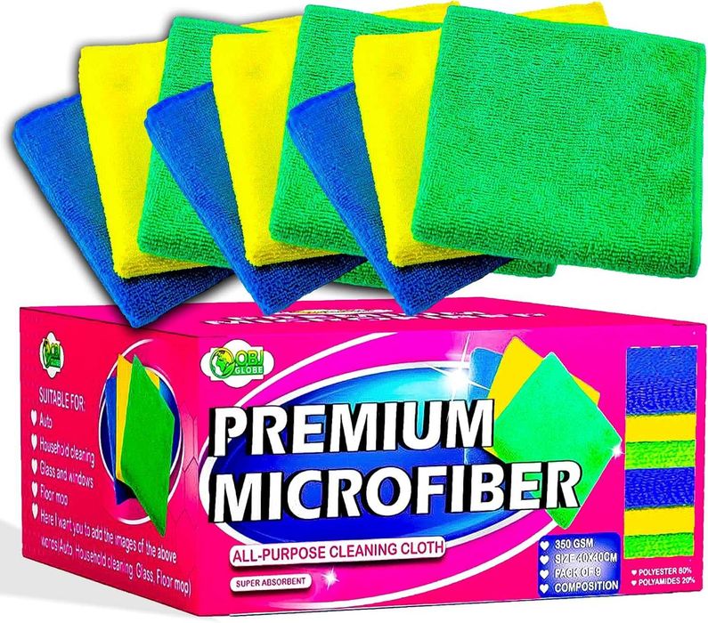 Ścierka mikrofibra bardzo chłonna, 350 g/m2, zestaw 9 szt. 40x40