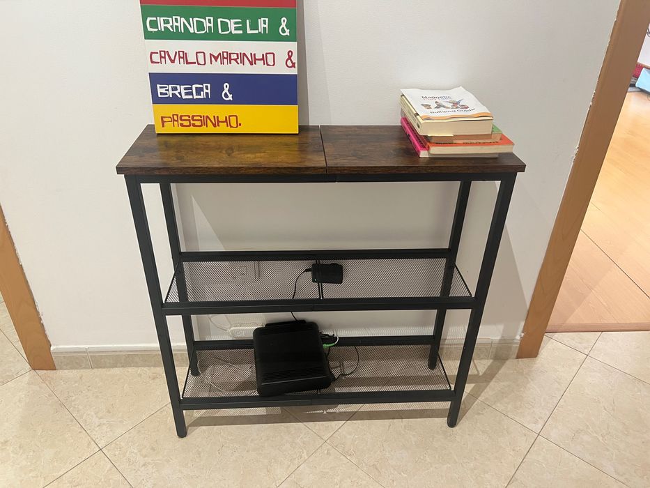 Console de canto madeira e ferro