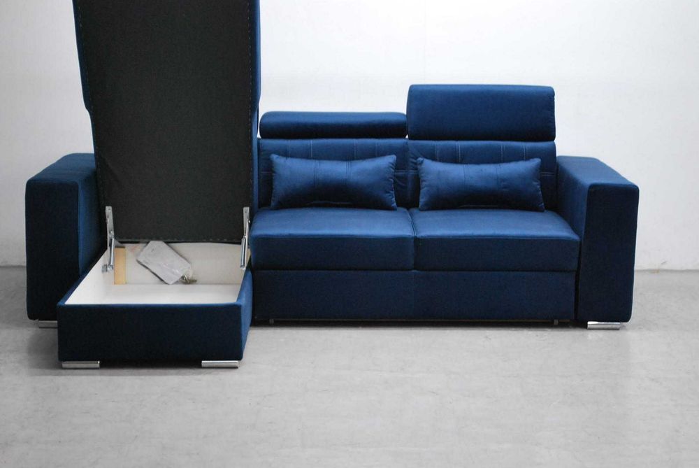 NOWOCZESNY NAROŻNIK z funkcja spania + pojemnik M77 rogówka sofa