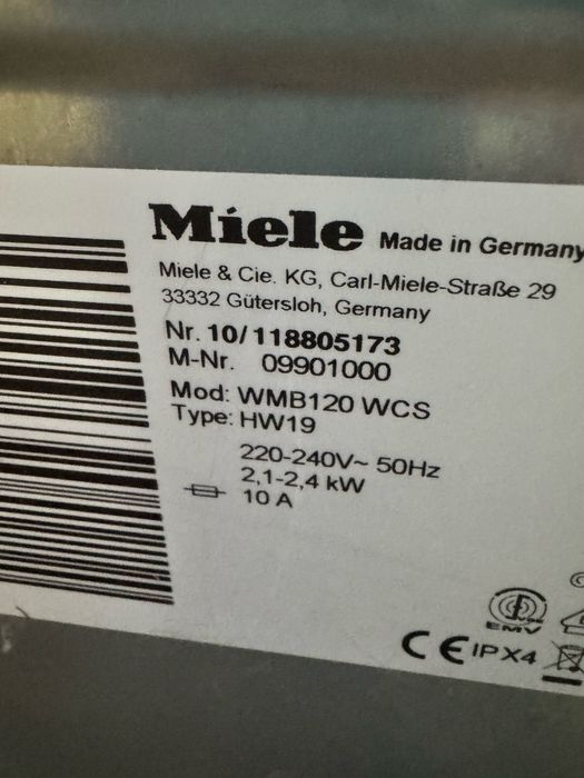 Pralka Miele WMB 120 WCS, 6 m-cy gwarancji