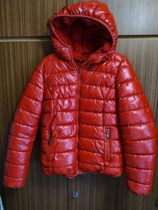 SUPER CENA Kurtka - dwustronna ciepła na futerku/typu misiek S/M/L -Piękny Stylowy kardigan sweter z futerkiem PAPAYA 10/38/M- Kurtka ramoneska Esmara