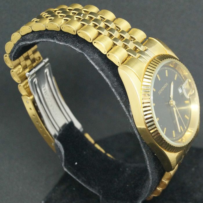 SEKONDA 3100H BKT Gold-Tone Dial Black Zegarek unisex Miyota Japan