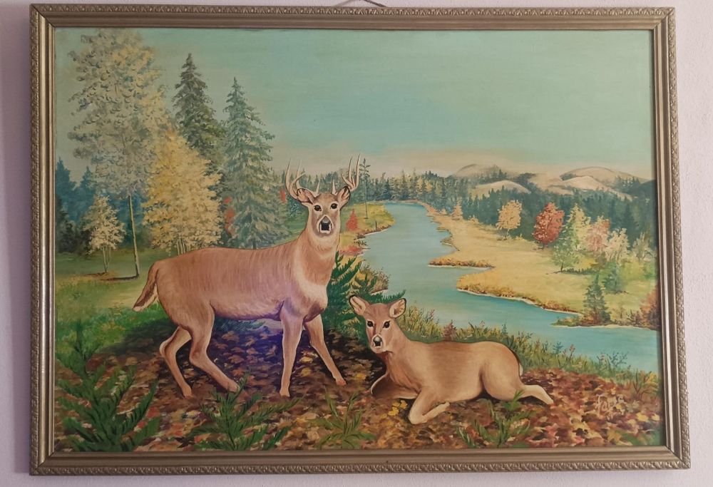 Quadro pintura óleo anos 70