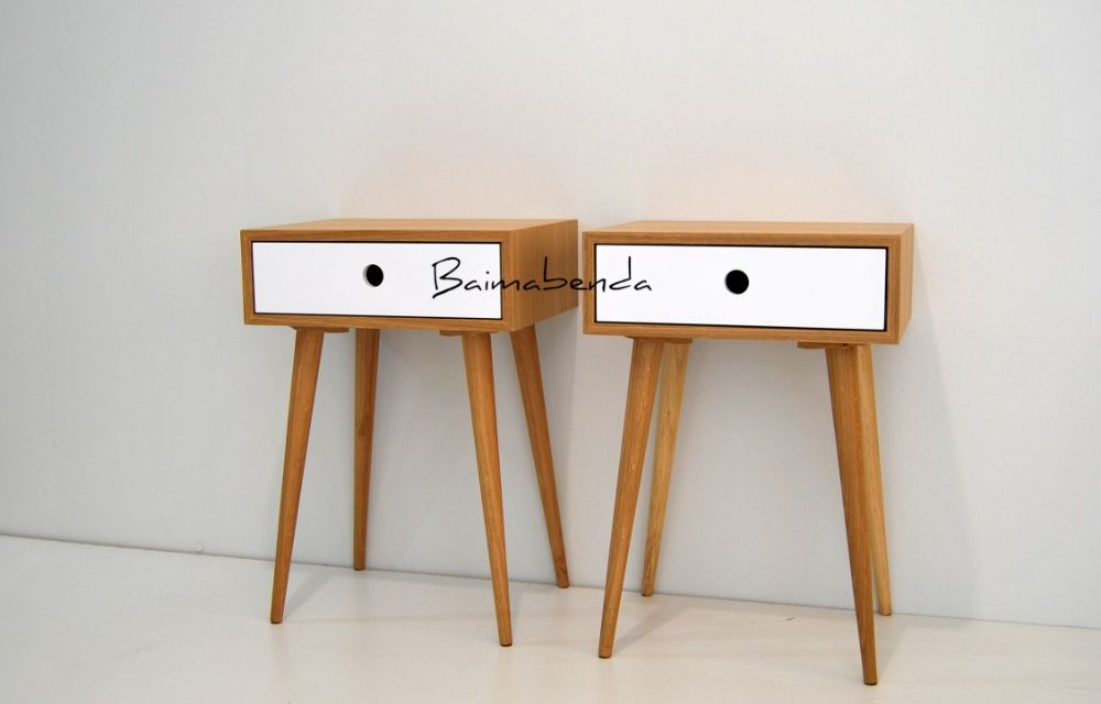 Par de Mesas de Cabeceira retro vintage estilo nordico