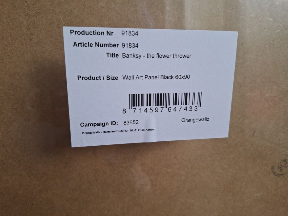Obraz Banksy " Miotacz kwiatów " na płycie 60/90cm