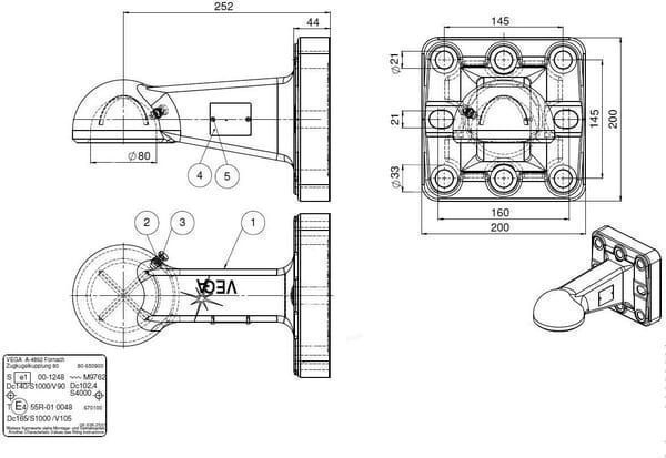 Zaczep kulowy K80, przykręcany