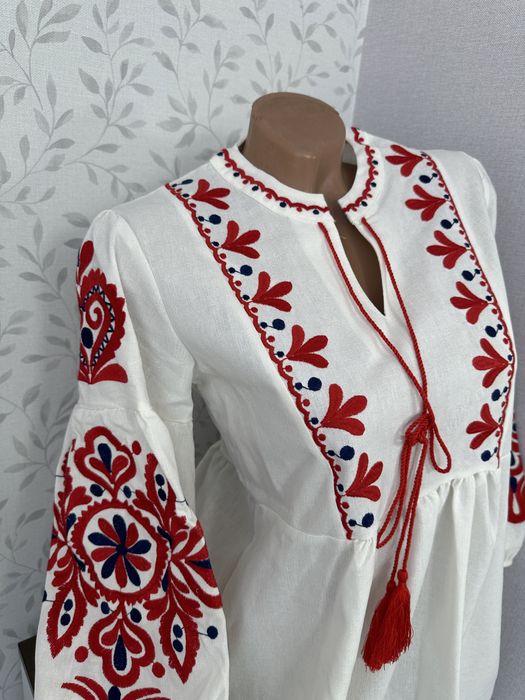 Вишиванка-плаття міді, вишита сукня, вишиванка біла