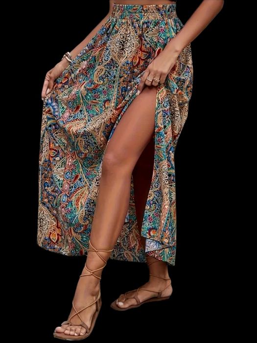 Świetna długa maxi spódnica na gumce zwiewna wiosna lato  XL 42