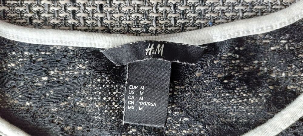 Tshirt bluzka biała z koronką H & M bawełna roz Mz koronką