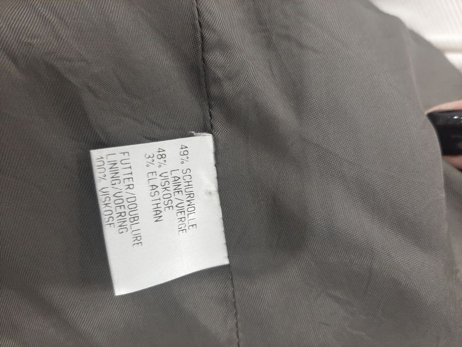 Marynarka płaszcz dwurzędowy wełna wool vintage grey modny elegancki l
