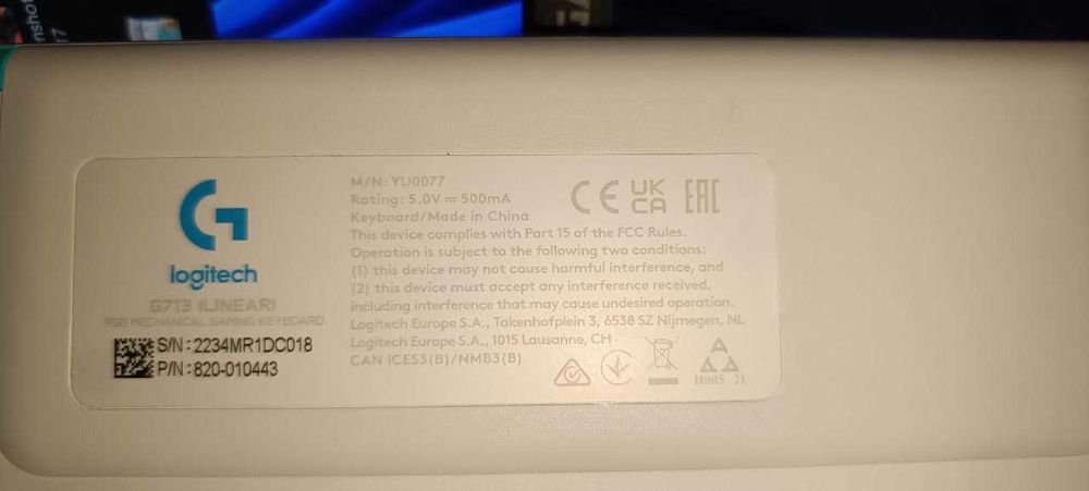 Клавіатура Logitech G713 Linear White USB