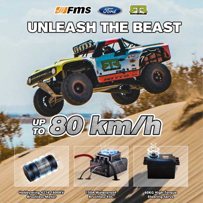 Радіокерована машина FMS 1:7 Ford Bronco RTR EB Brushless 4WD Short Course Truck RS