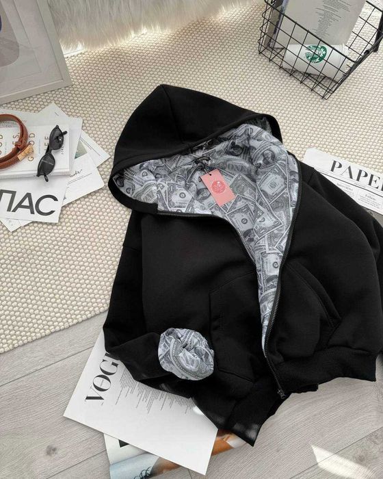 Вкорочене зіп худі оверсайз на флісі (Туреччина) свитшот світшот худи